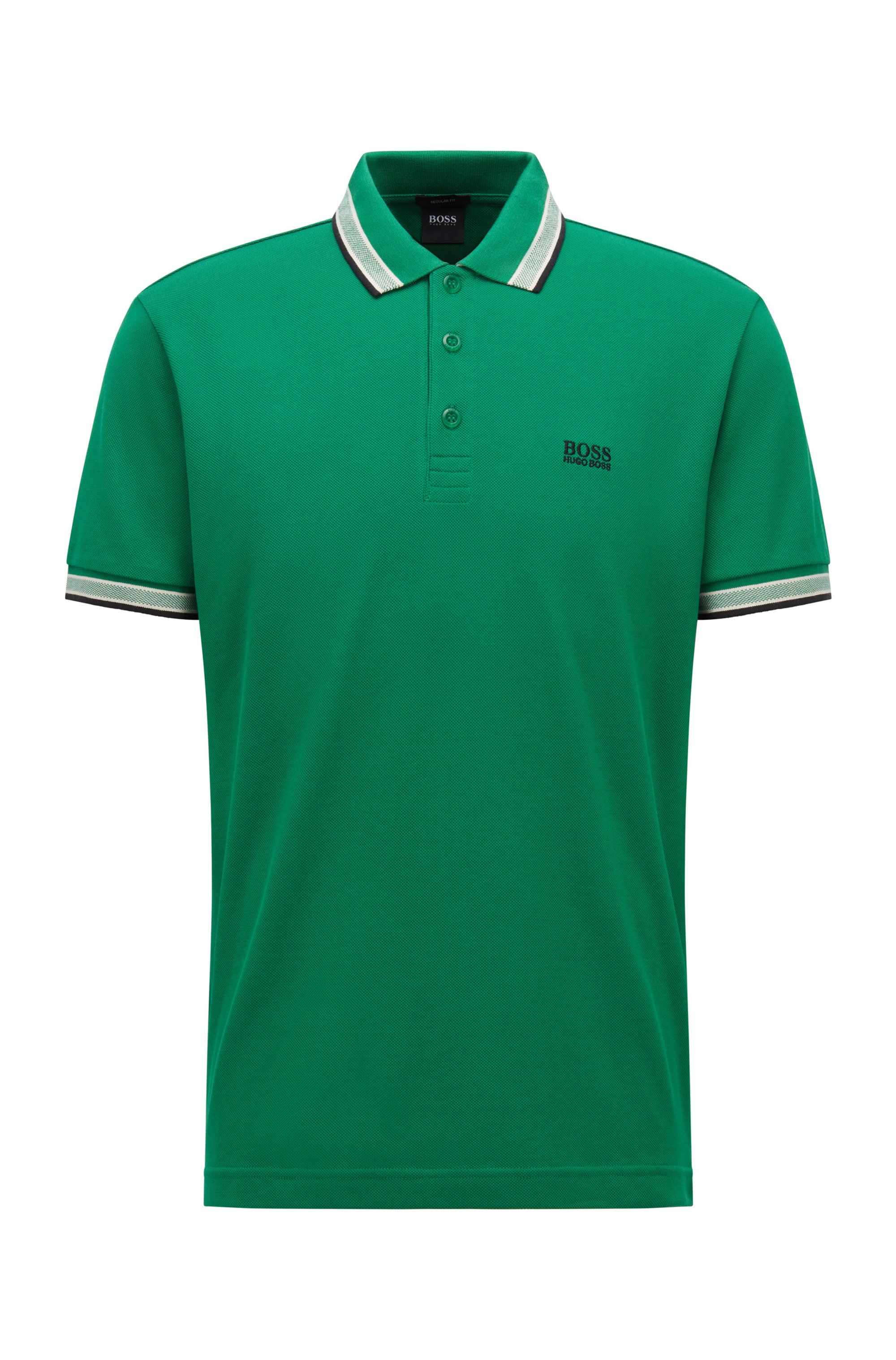 Cotton-piqué polo shirt with logo undercollar, Green