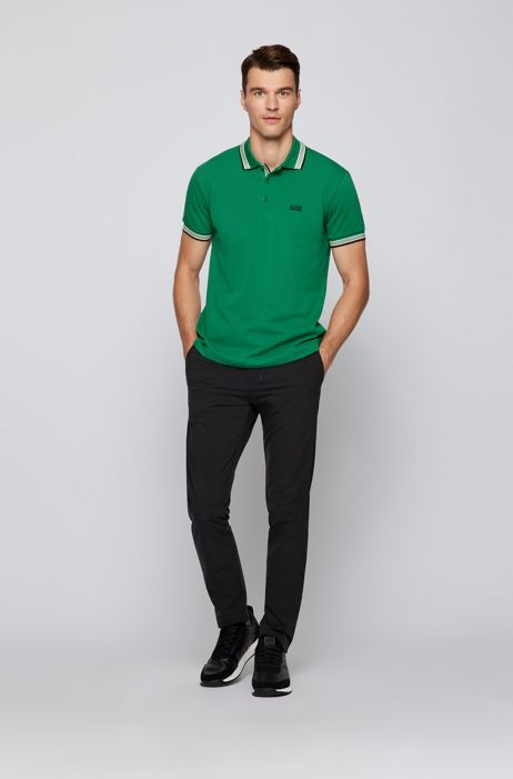 BOSS by HUGO BOSS Paddy Logo Organic Cotton Pique Polo Shirt in Green for Men Mens Clothing T-shirts Polo shirts 