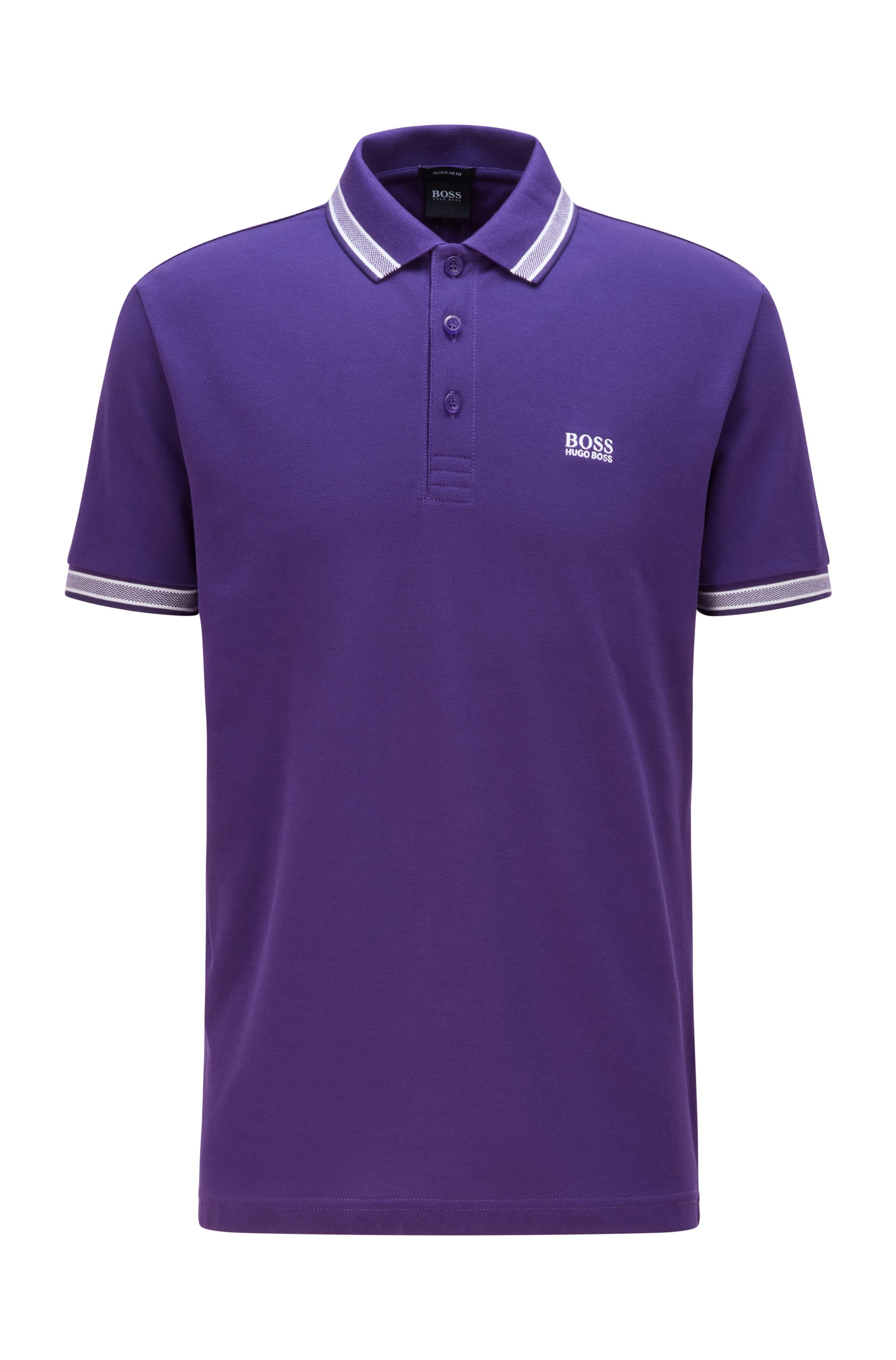 Cotton-piqué polo shirt with logo undercollar, Dark Purple