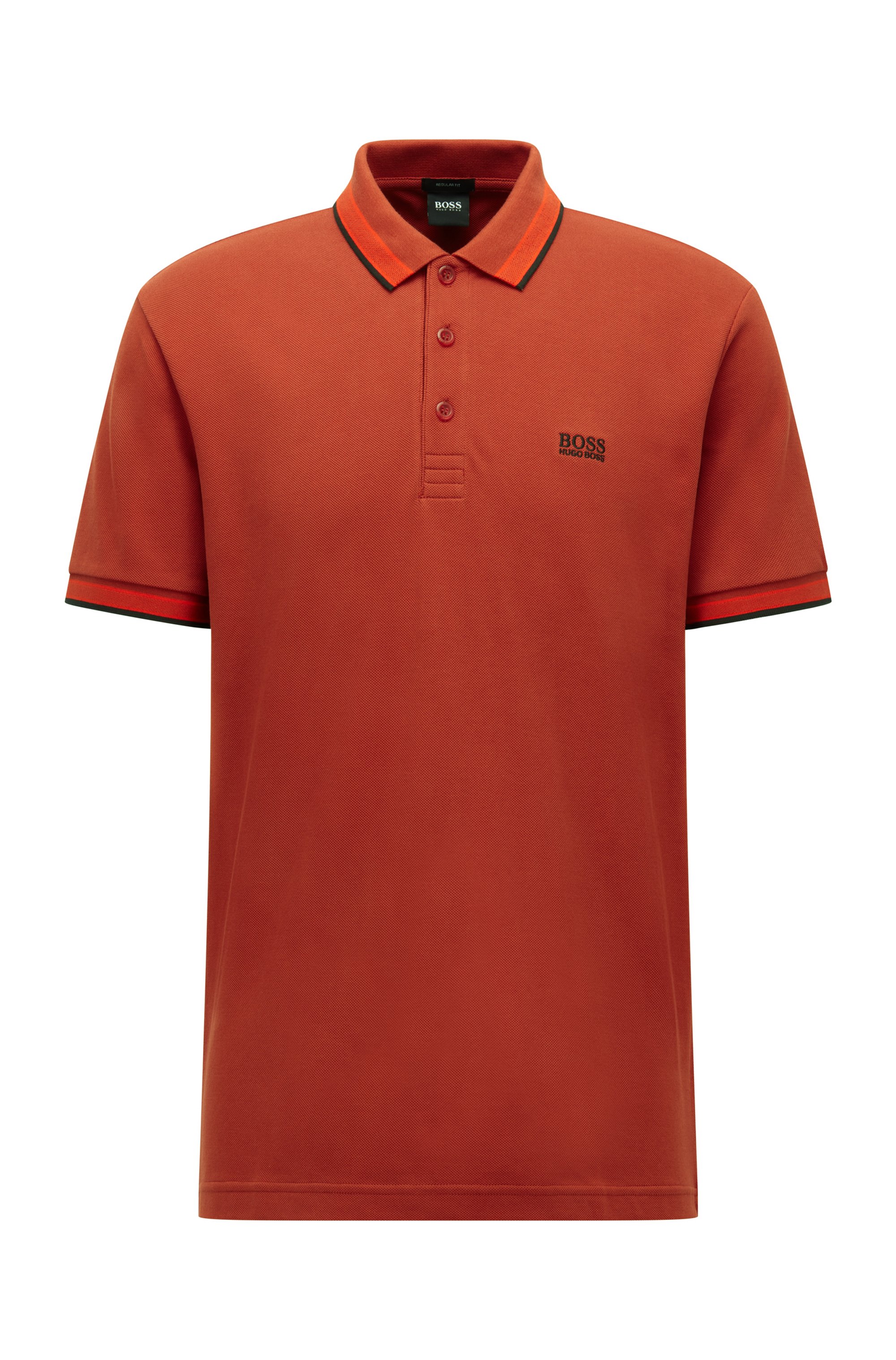 Cotton-piqué polo shirt with logo undercollar, Red