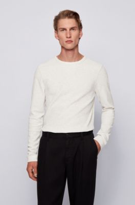 BOSS - Slim-fit long-sleeved T-shirt in waffle cotton