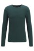 Slim-fit T-shirt with long sleeves in waffle cotton, Green
