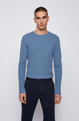 BOSS - Slim-fit T-shirt with long sleeves in waffle cotton