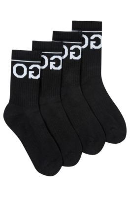 knitted ankle socks with reverse logo