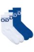 Two-pack of knitted ankle socks with reverse logo, Patterned