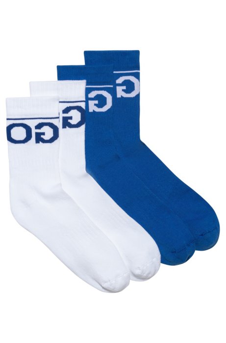 Two-pack of knitted ankle socks with reverse logo, Patterned