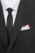 Pocket square in silk with striped border and logo, Patterned