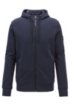 French-terry hooded jacket with rubberised sleeve badge, Dark Blue