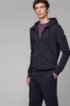 French-terry hooded jacket with rubberised sleeve badge, Dark Blue