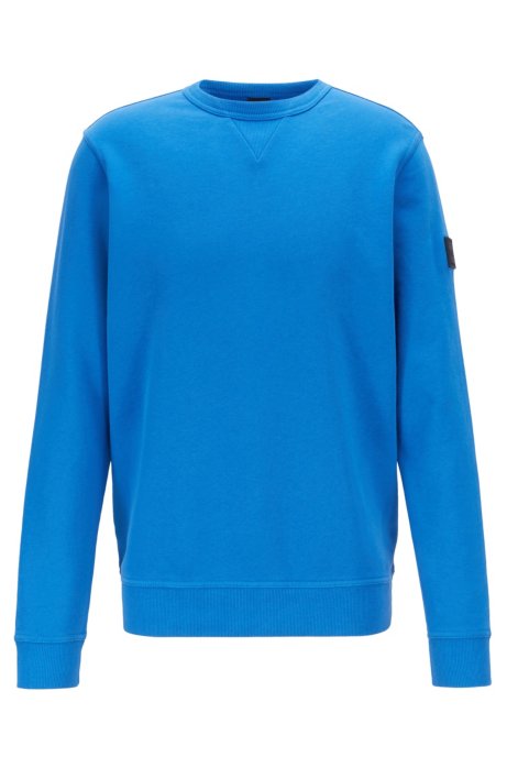 Relaxed-fit sweatshirt in French terry with sleeve badge, Blue