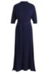 Slim-fit dress in soft jersey with detachable belt, Dark Blue