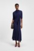 Slim-fit dress in soft jersey with detachable belt, Dark Blue