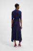 Slim-fit dress in soft jersey with detachable belt, Dark Blue
