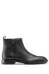 Zipped ankle boots in grained leather, Black