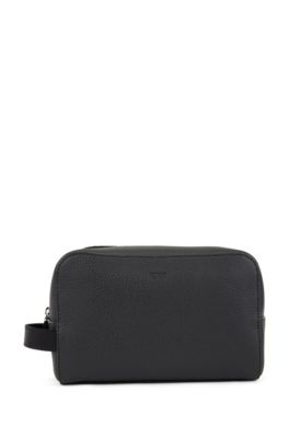 BOSS - Washbag in grained Italian leather