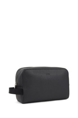 BOSS - Washbag in grained Italian leather