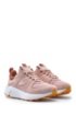 Chunky running-style trainers in mesh, suede and leather, Open Pink