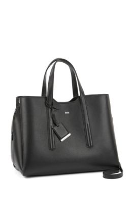 Soft tote bag in grainy Italian leather