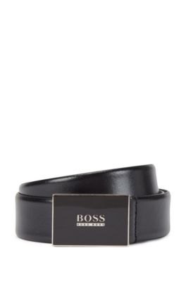 BOSS - Italian-made leather belt with 