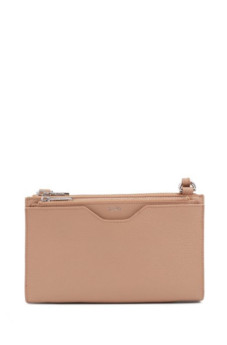 Mini handbag in grained Italian leather, Beige