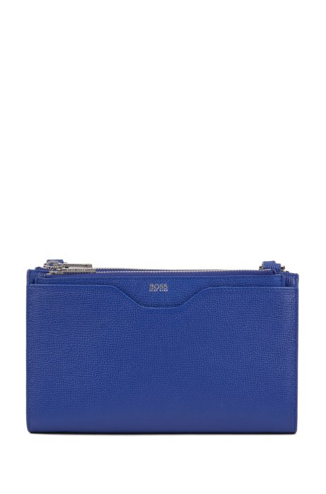 Mini handbag in grained Italian leather, Blue