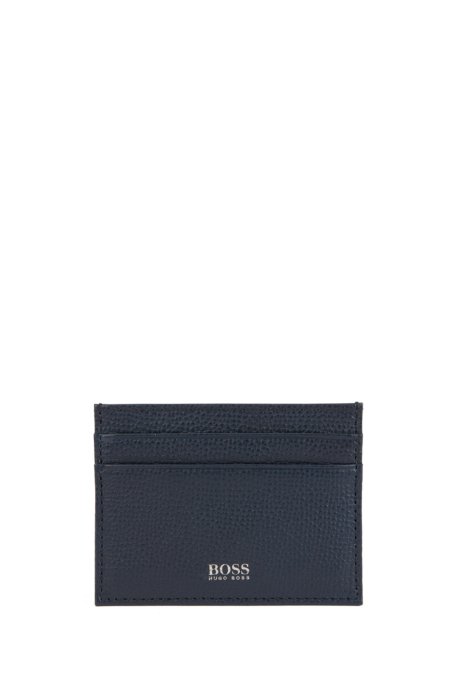 Card holder in grained Italian leather, Dark Blue