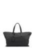 Weekend holdall in grained Italian leather with lock closure, Black