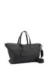 Weekend holdall in grained Italian leather with lock closure, Black