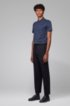Slim-fit polo shirt in cotton with stripe detail, Dark Blue