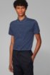 Slim-fit polo shirt in cotton with stripe detail, Dark Blue