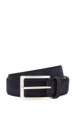 Suede belt with antique-effect buckle