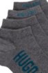 Two-pack of cotton-blend ankle socks with logos, Grey