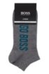 Two-pack of cotton-blend ankle socks with logos, Grey