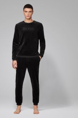 boss bodywear black velour sweatshirt