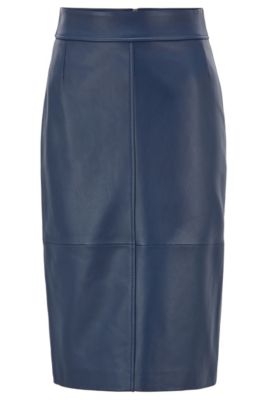 BOSS - Regular-fit pencil skirt in lambskin