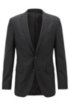 Slim-fit jacket in micro-pattern virgin wool, Black