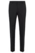 Micro-patterned slim-fit trousers in virgin wool, Black