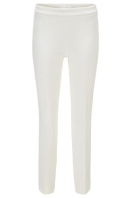 white slim leg cropped trousers