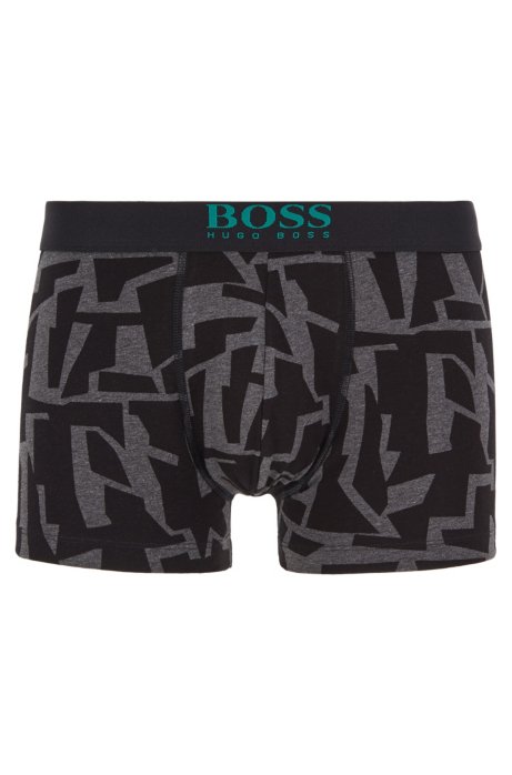 Stretch-cotton trunks in a graphic print, Anthracite