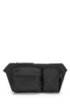 Reverse-logo multi-pocket belt bag in nylon gabardine, Black
