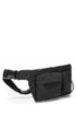 Reverse-logo multi-pocket belt bag in nylon gabardine, Black