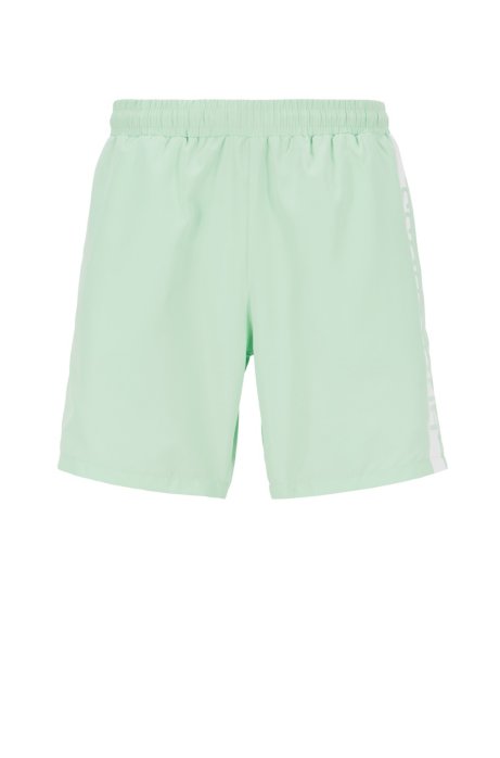 Medium-length swim shorts with heat-sealed logo print, Light Green