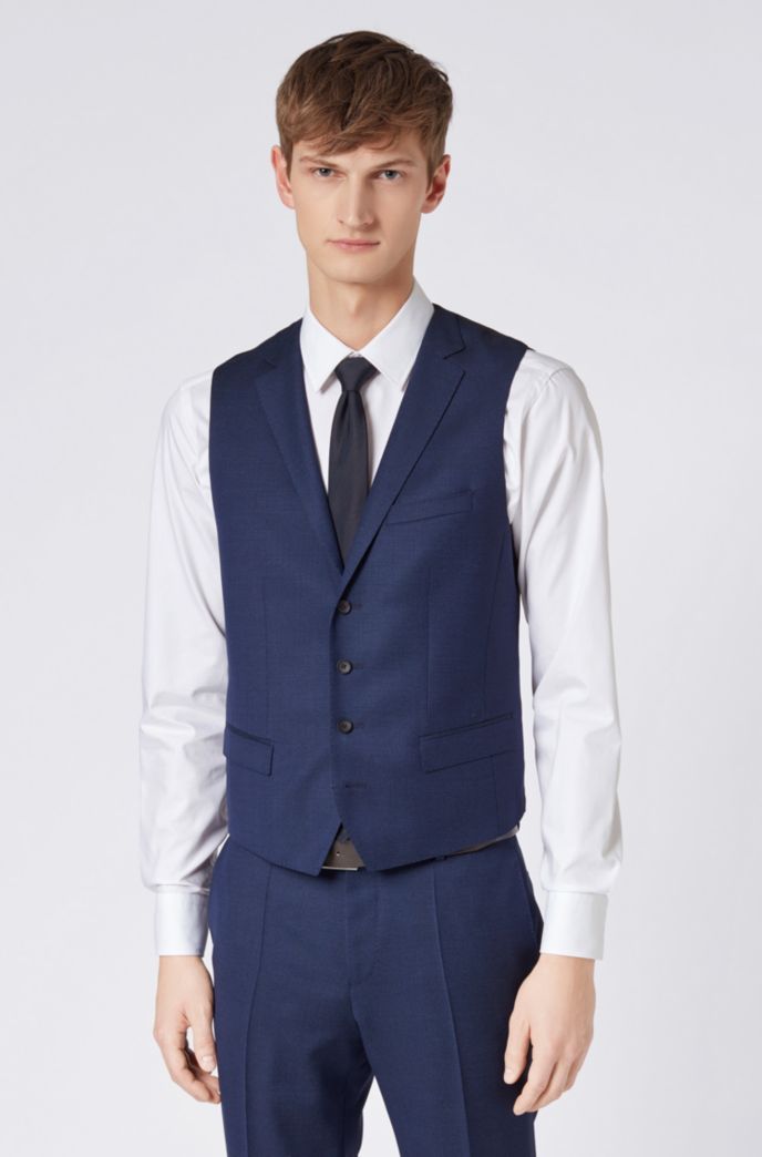 Slim-fit waistcoat in micro-pattern wool