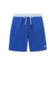 Medium-length swim shorts in quick-drying fabric, Blue
