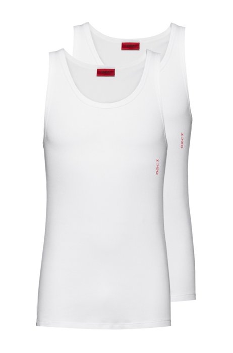 Two-pack of slim-fit vests with logo detail, White