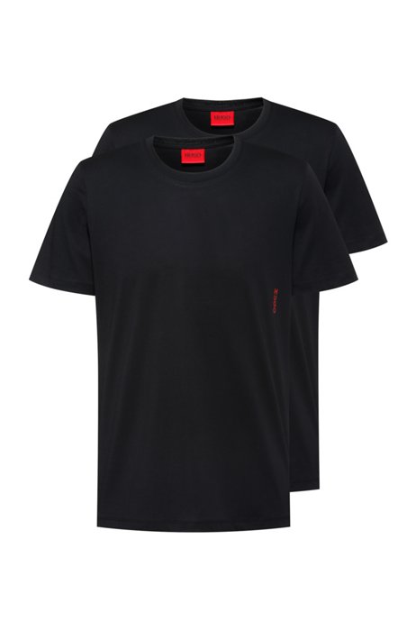 Two cotton bodywear T-shirts with vertical logo, Black