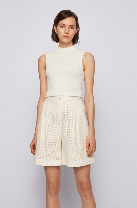 Slim-fit sleeveless top in a ribbed knit, White