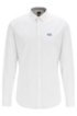 Button-down regular-fit shirt with moisture management, White