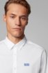 Button-down regular-fit shirt with moisture management, White