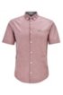 Short-sleeved regular-fit shirt in stretch cotton, Red